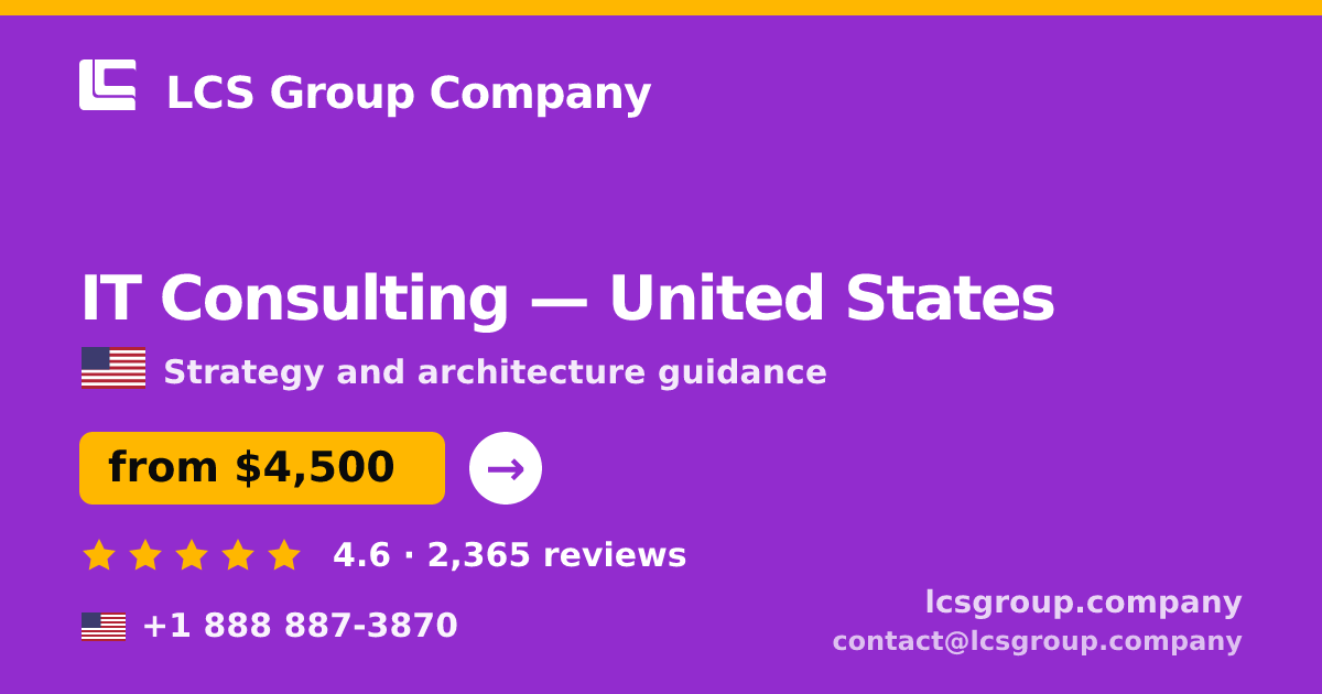 IT Consulting in Chicago — from $4,200, rated 4.8/5 by 3099 clients. LCS Group Company.