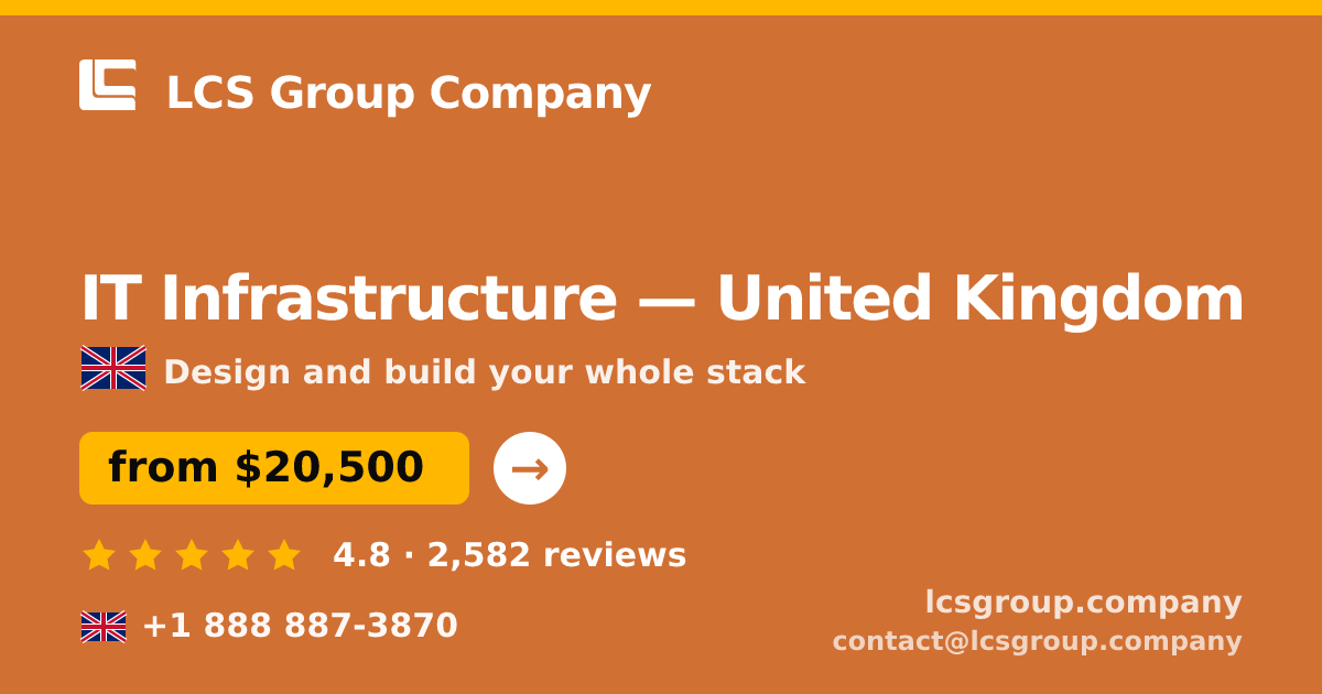 IT Infrastructure in United Kingdom — from $20,500, rated 4.6/5 by 3164 clients. LCS Group Company.