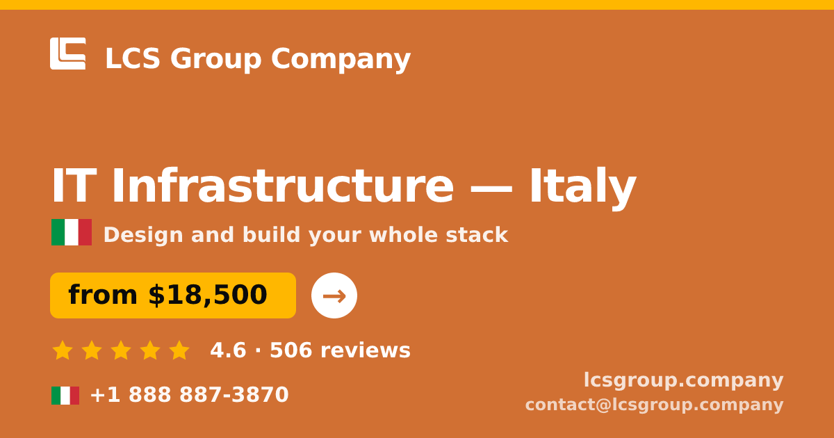 IT Infrastructure in Italy — from $18,500, rated 4.6/5 by 506 clients. LCS Group Company.