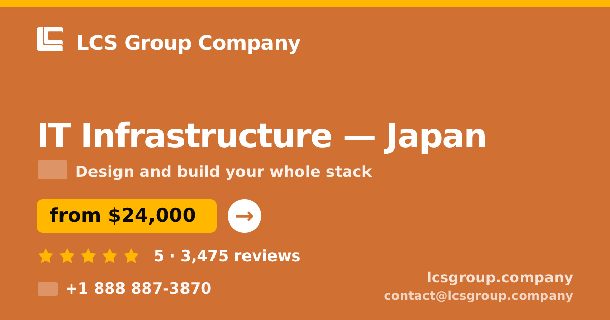 IT Infrastructure in Nagoya — from $27,500, rated 4.8/5 by 386 clients. LCS Group Company.