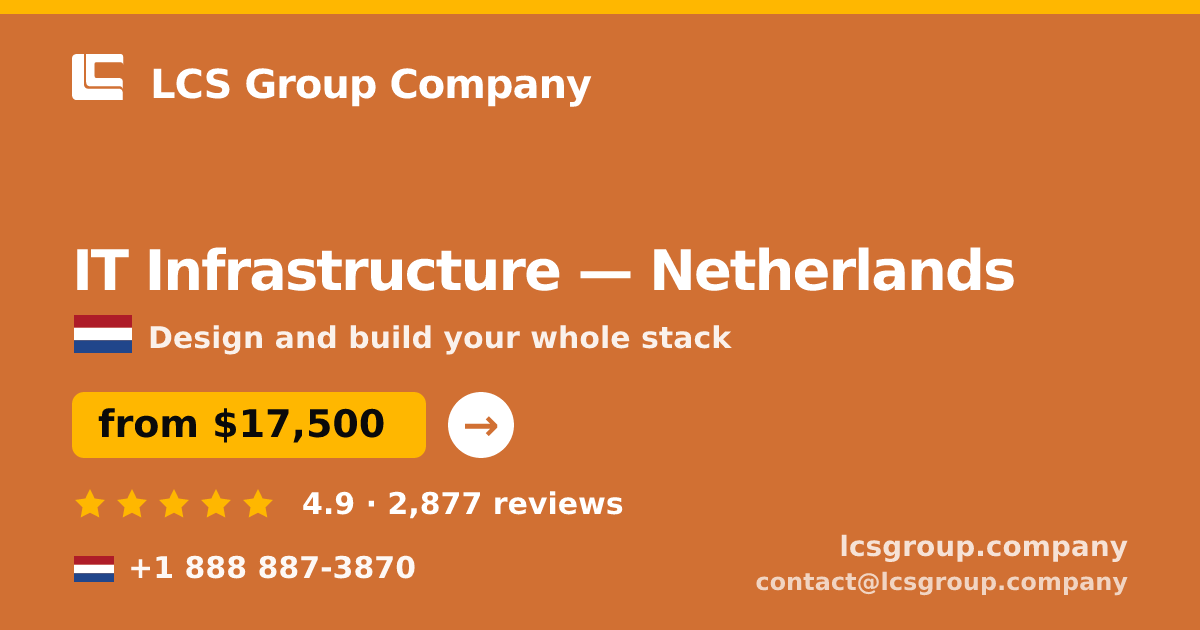 IT Infrastructure in Amsterdam — from $25,000, rated 4.7/5 by 1736 clients. LCS Group Company.