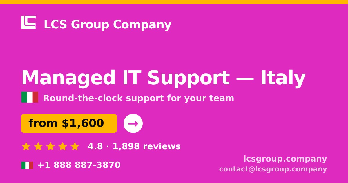 Managed IT Support in Rome — from $1,900/mo, rated 4.8/5 by 549 clients. LCS Group Company.