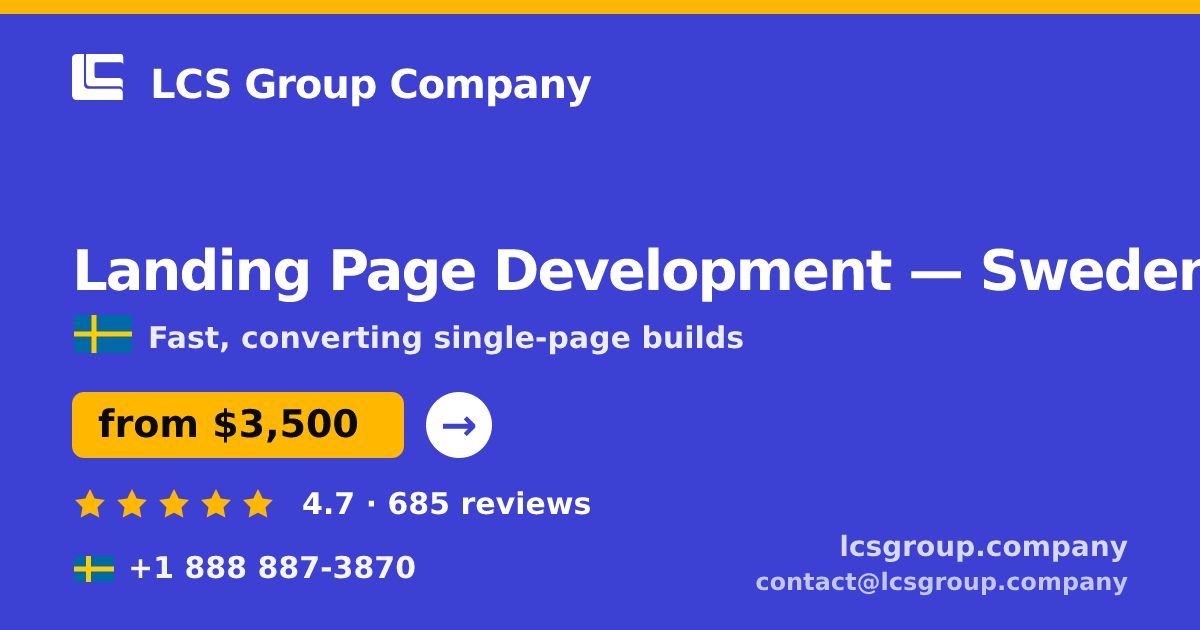 Landing Page Development in Malmö — from $4,100, rated 4.9/5 by 3320 clients. LCS Group Company.