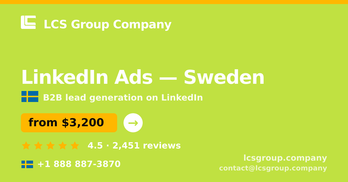 LinkedIn Ads in Gothenburg — from $4,400/mo, rated 4.8/5 by 434 clients. LCS Group Company.