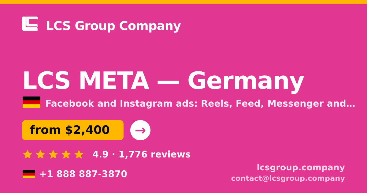 LCS META in Germany — from $2,400/mo, rated 4.9/5 by 1776 clients. LCS Group Company.