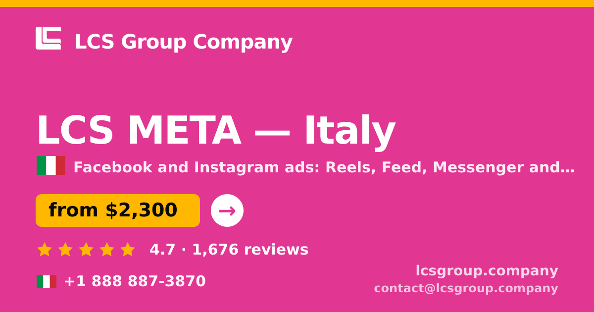 LCS META in Italy — from $2,300/mo, rated 4.7/5 by 1676 clients. LCS Group Company.