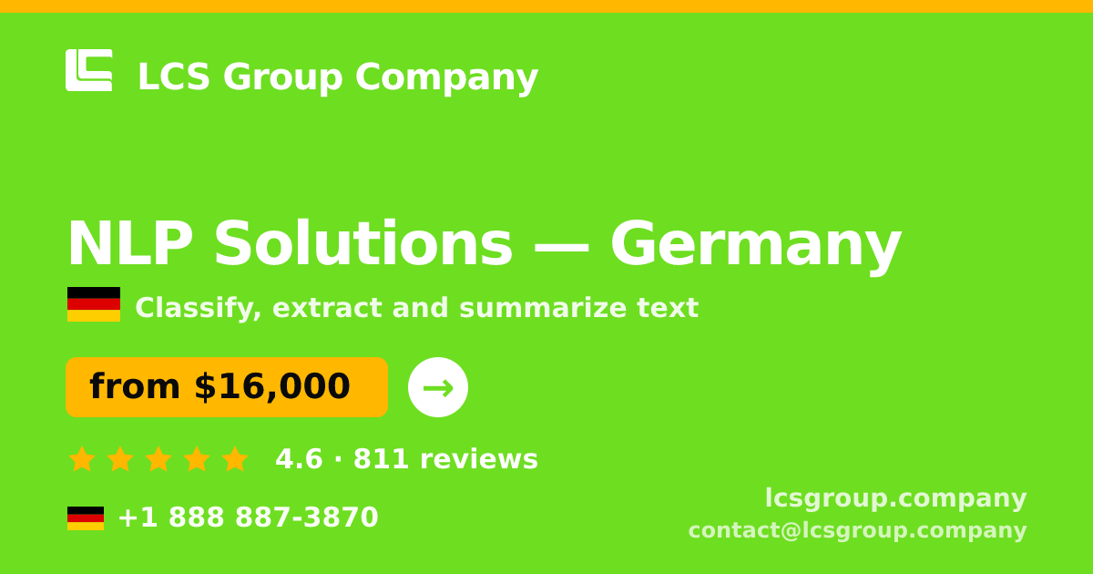 NLP Solutions in Berlin — from $16,500, rated 4.9/5 by 2558 clients. LCS Group Company.