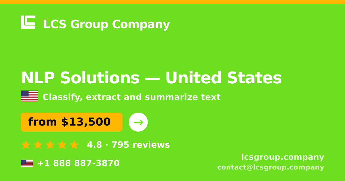 NLP Solutions in United States — from $13,500, rated 4.8/5 by 795 clients. LCS Group Company.