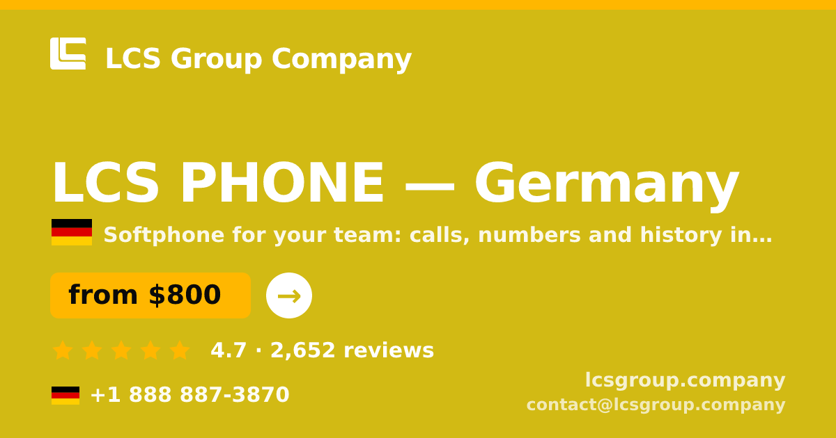 LCS PHONE in Germany — from $800/mo, rated 4.7/5 by 2652 clients. LCS Group Company.