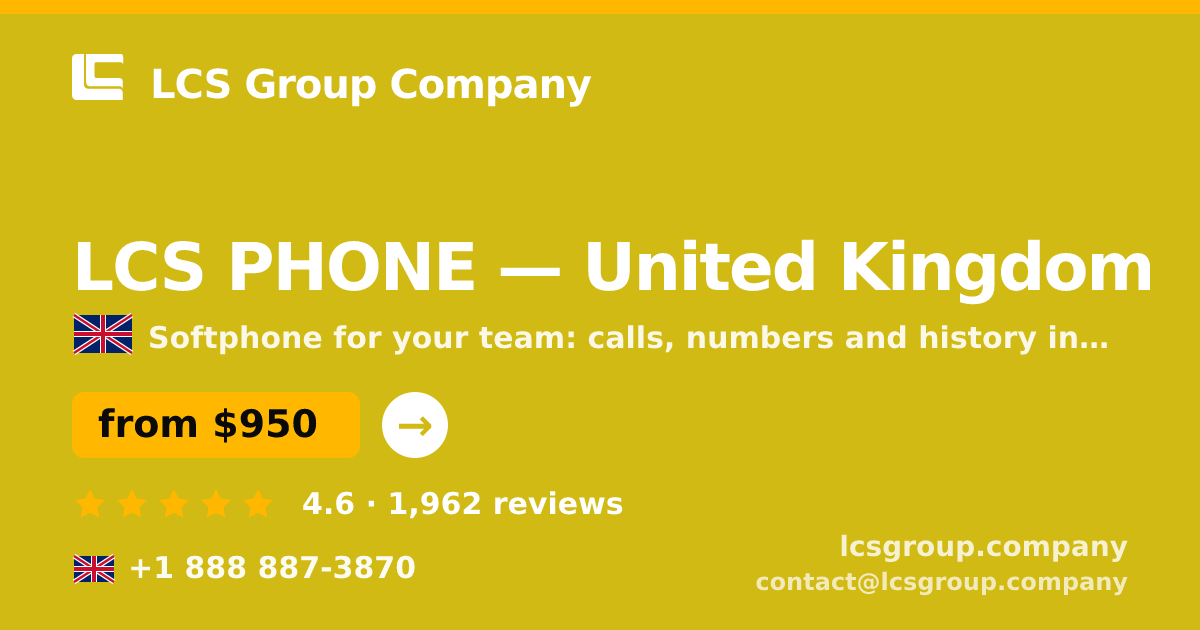 LCS PHONE in United Kingdom — from $950/mo, rated 4.6/5 by 1962 clients. LCS Group Company.