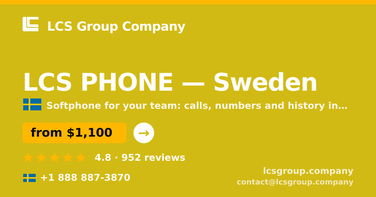 LCS PHONE in Malmö — from $1,100/mo, rated 4.9/5 by 729 clients. LCS Group Company.