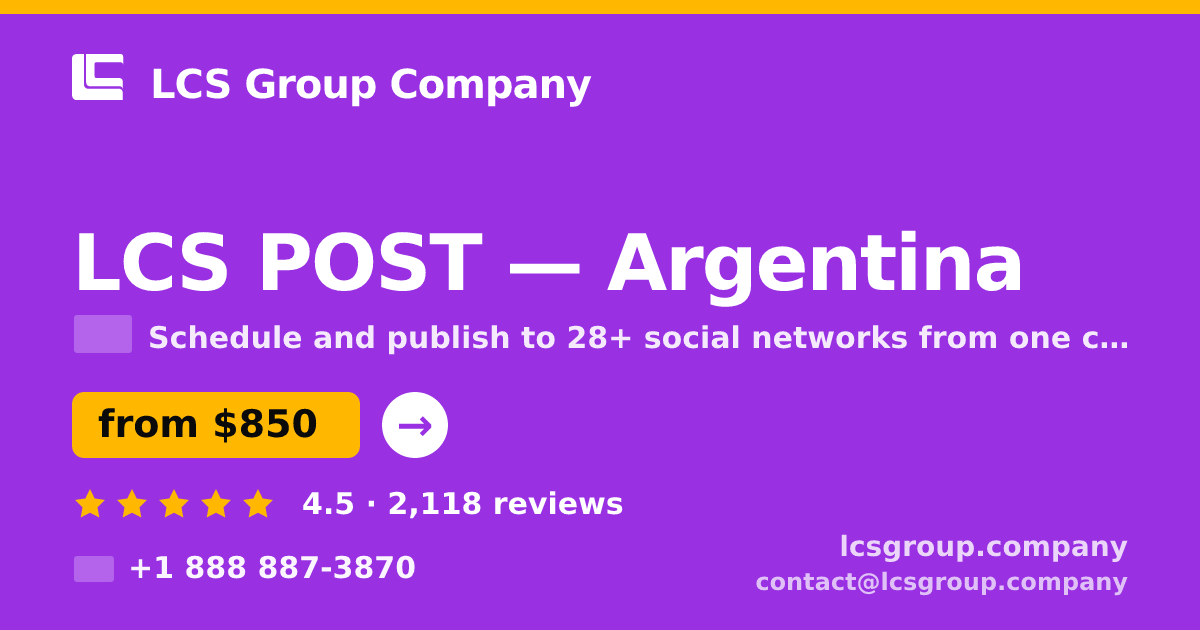 LCS POST in Argentina — from $850/mo, rated 4.5/5 by 2118 clients. LCS Group Company.