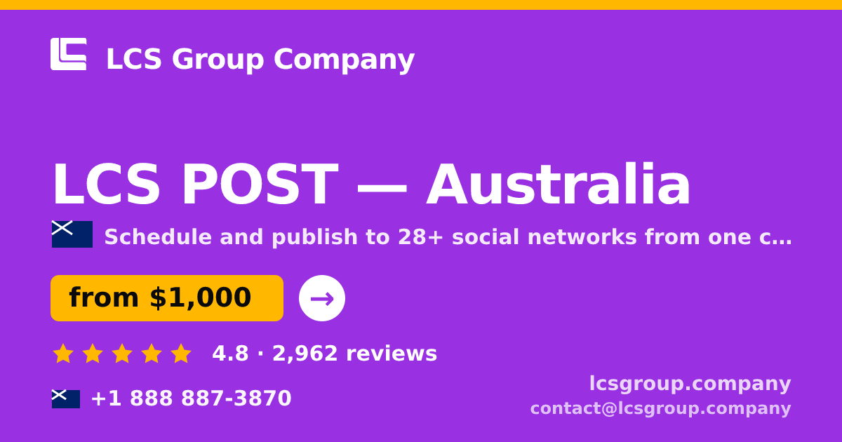 LCS POST in Australia — from $1,000/mo, rated 4.8/5 by 2962 clients. LCS Group Company.