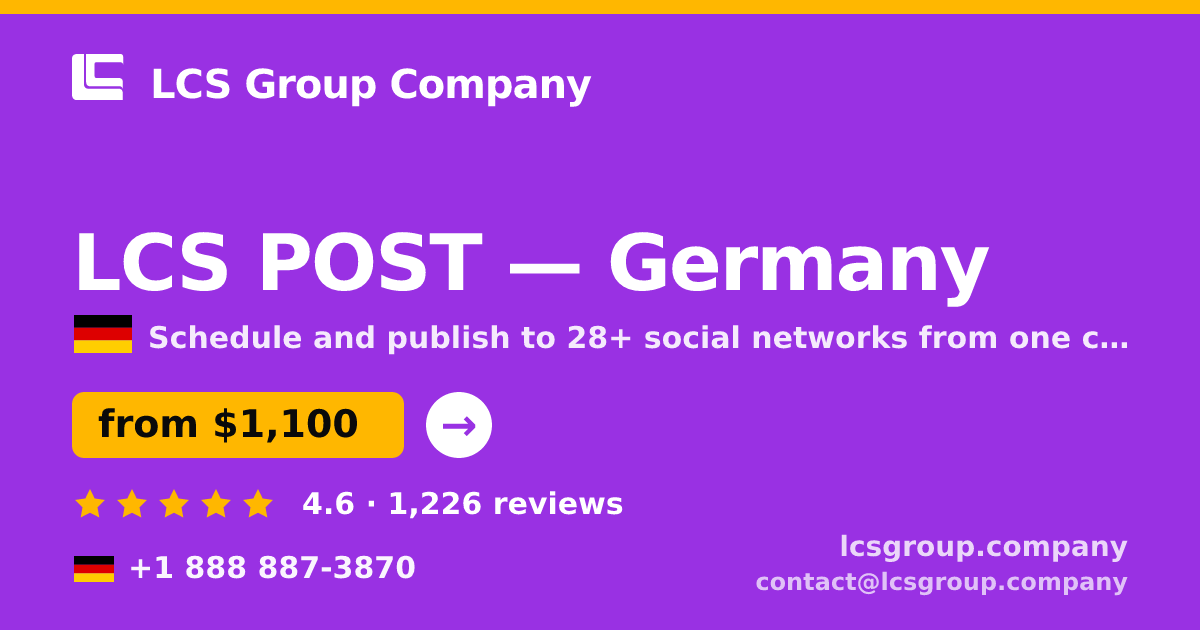 LCS POST in Germany — from $1,100/mo, rated 4.6/5 by 1226 clients. LCS Group Company.