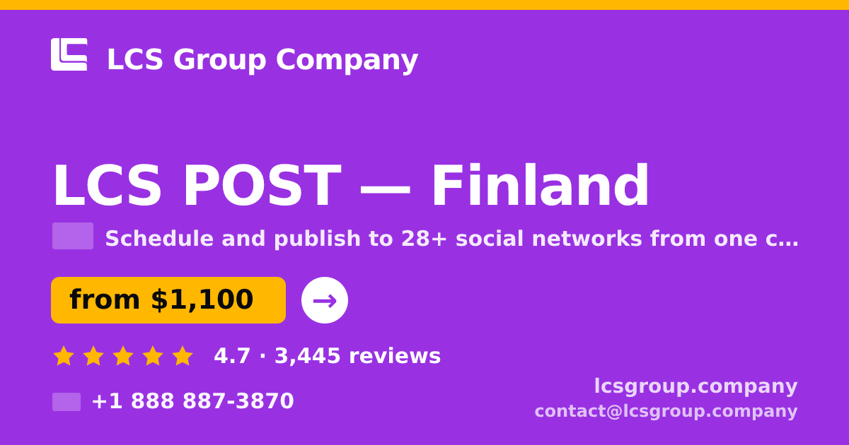 LCS POST in Finland — from $1,100/mo, rated 4.7/5 by 3445 clients. LCS Group Company.
