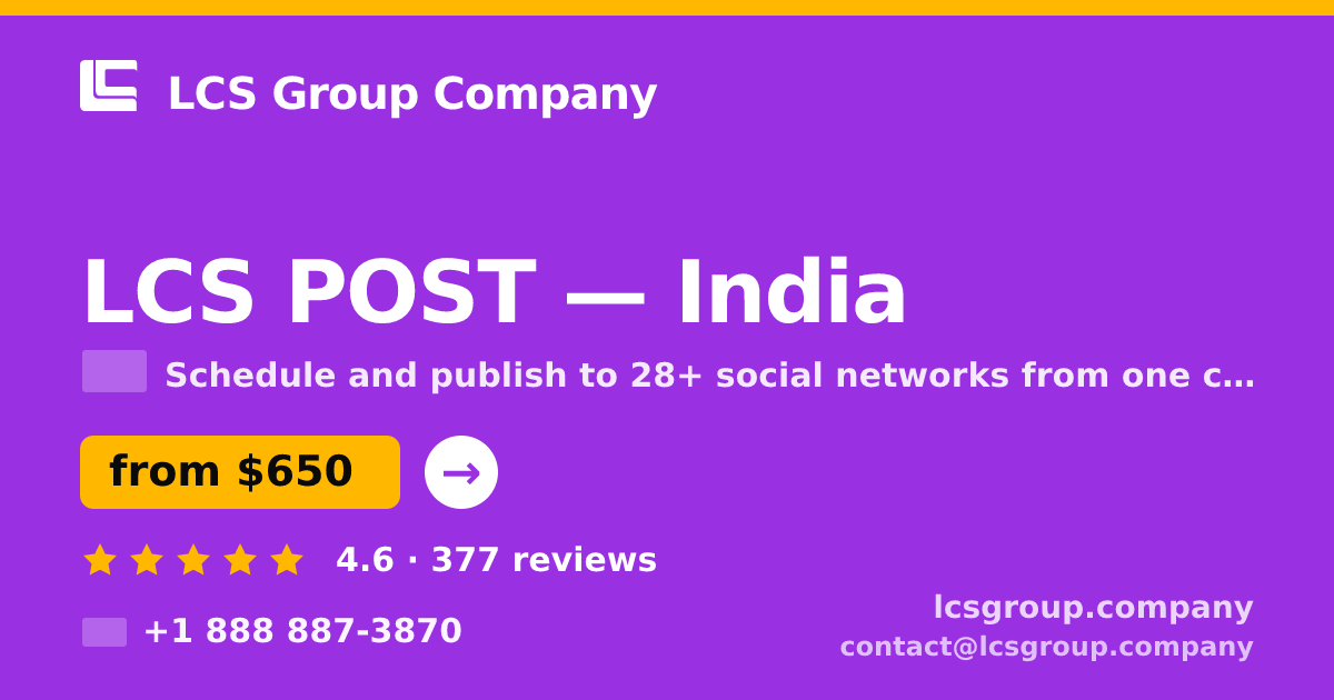 LCS POST in India — from $650/mo, rated 4.6/5 by 377 clients. LCS Group Company.
