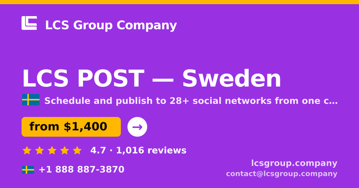 LCS POST in Sweden — from $1,400/mo, rated 4.7/5 by 1016 clients. LCS Group Company.