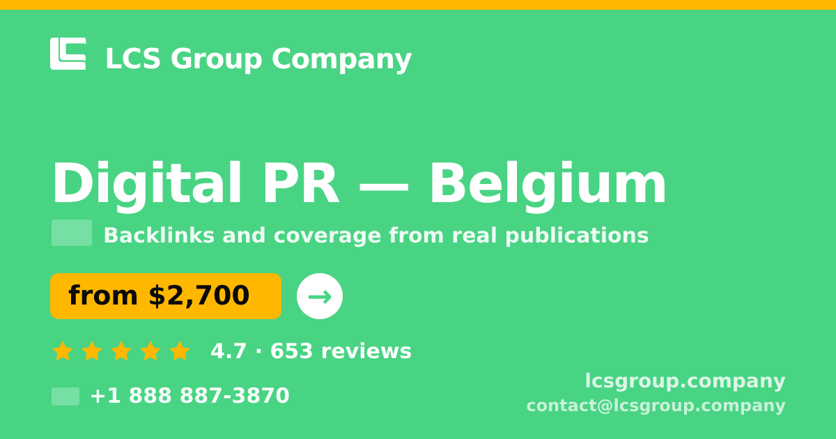 Digital PR in Ghent — from $2,900/mo, rated 4.8/5 by 2615 clients. LCS Group Company.