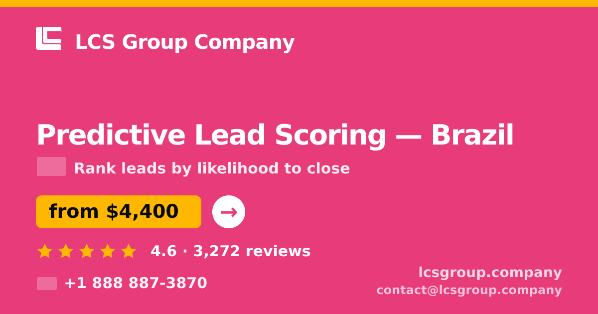 Predictive Lead Scoring in Brazil — from $4,400, rated 4.6/5 by 3272 clients. LCS Group Company.