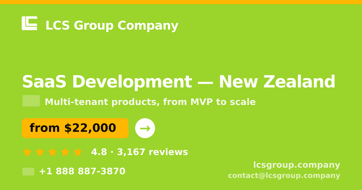 SaaS Development in Wellington — from $26,500, rated 4.9/5 by 1808 clients. LCS Group Company.