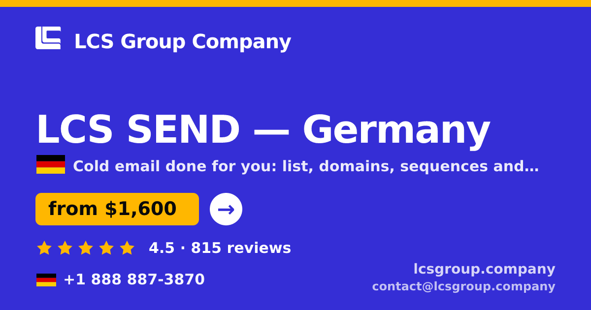 LCS SEND in Germany — from $1,600/mo, rated 4.5/5 by 815 clients. LCS Group Company.