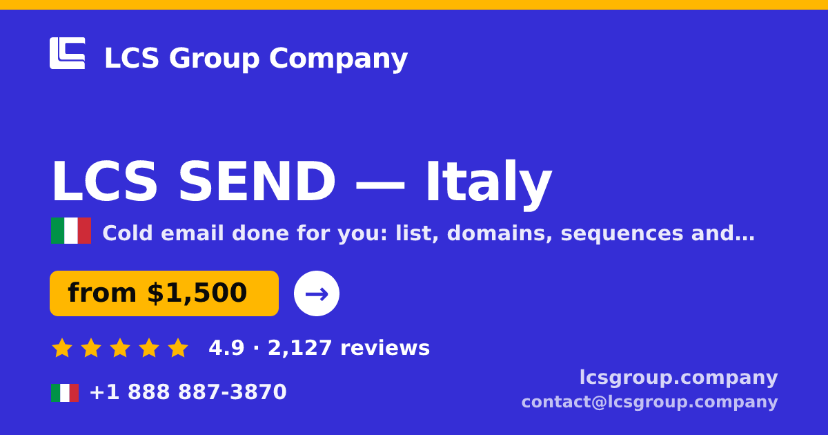 LCS SEND in Italy — from $1,500/mo, rated 4.9/5 by 2127 clients. LCS Group Company.