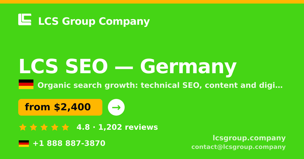 LCS SEO in Germany — from $2,400/mo, rated 4.8/5 by 1202 clients. LCS Group Company.