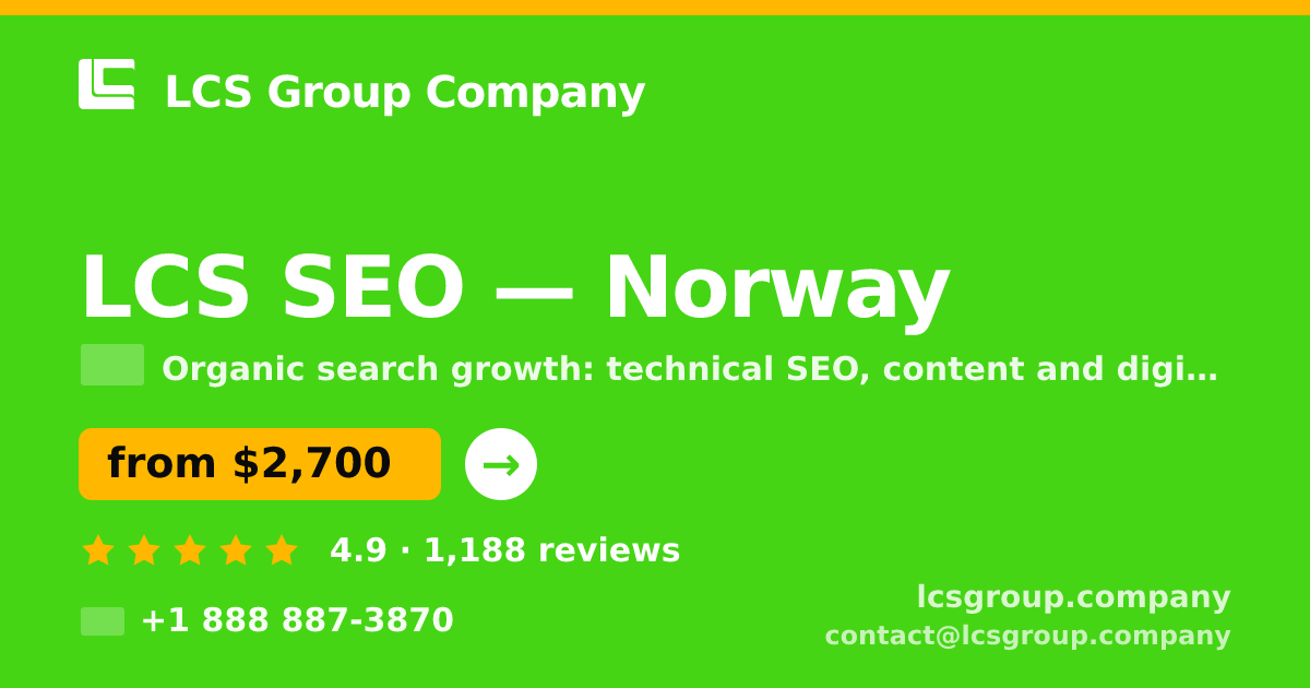 LCS SEO in Norway — from $2,700/mo, rated 4.9/5 by 1188 clients. LCS Group Company.