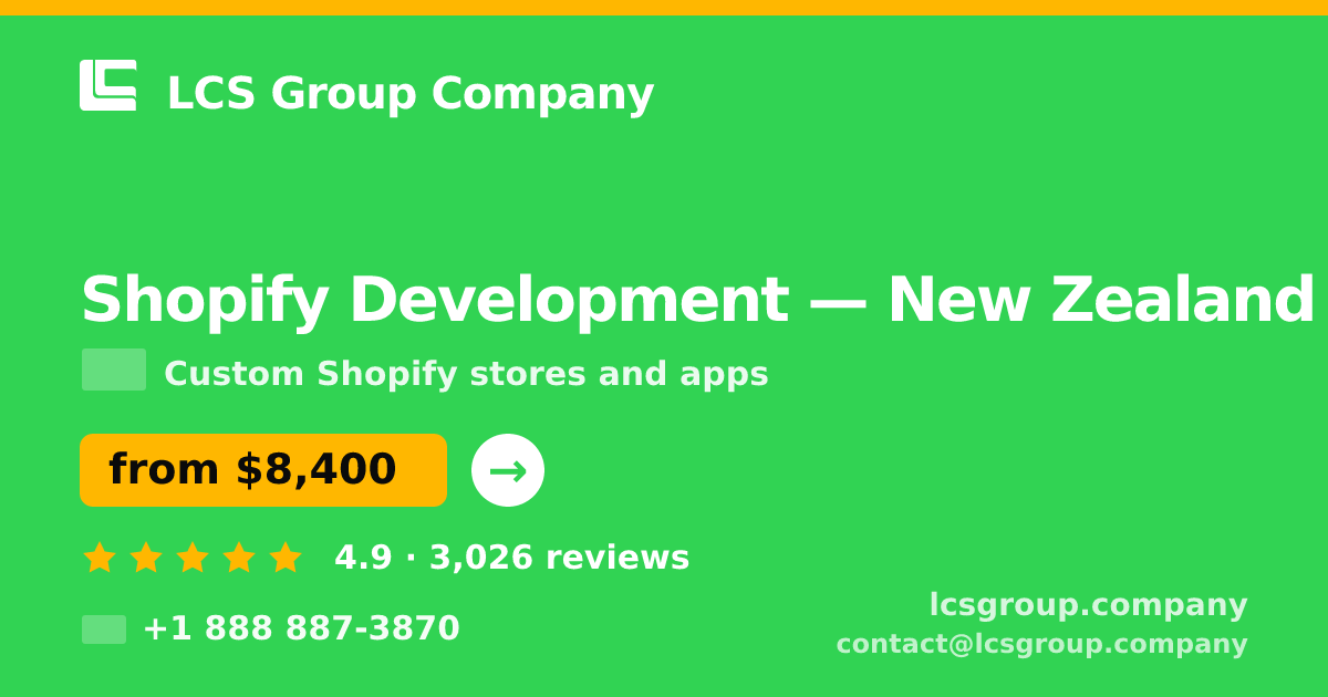 Shopify Development in Christchurch — from $6,800, rated 4.6/5 by 1712 clients. LCS Group Company.