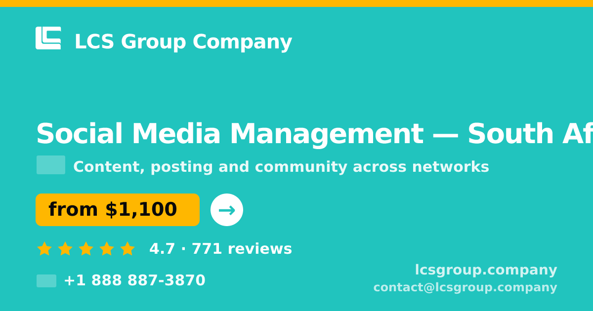 Social Media Management in Cape Town — from $1,000/mo, rated 5/5 by 1466 clients. LCS Group Company.