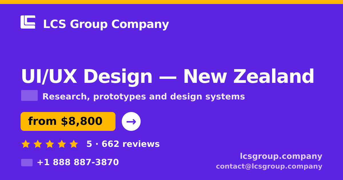 UI/UX Design in New Zealand — from $8,800, rated 5/5 by 662 clients. LCS Group Company.