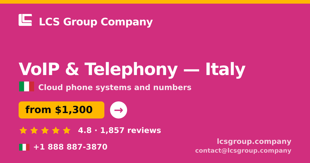VoIP & Telephony in Milan — from $1,600/mo, rated 4.8/5 by 938 clients. LCS Group Company.