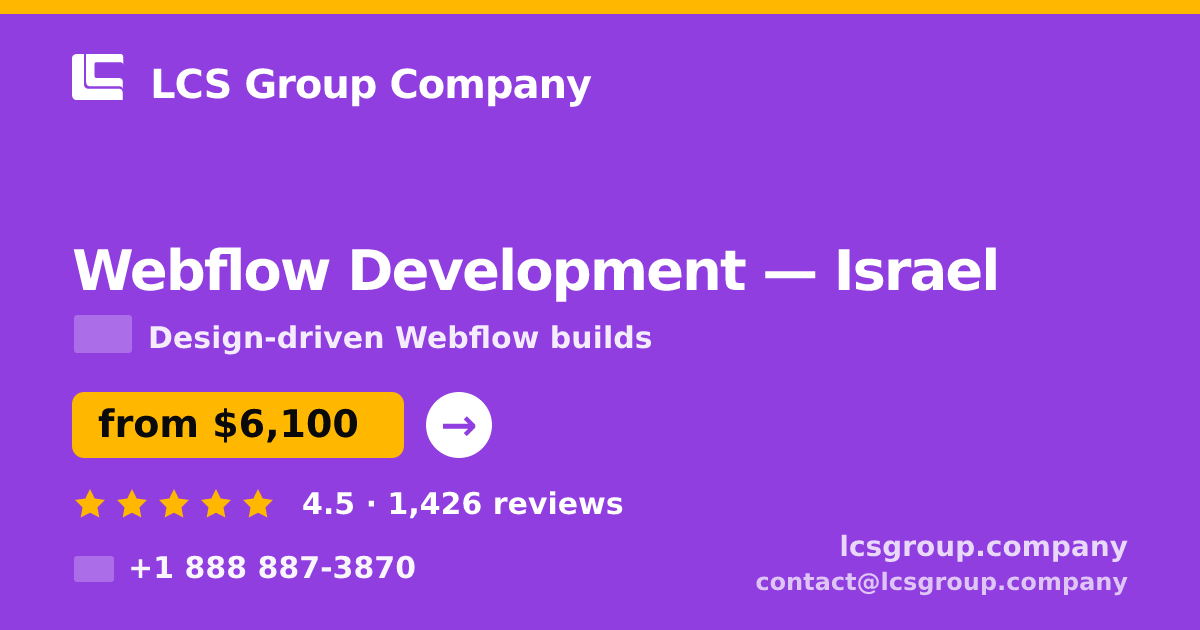 Webflow Development in Jerusalem — from $6,600, rated 4.7/5 by 2068 clients. LCS Group Company.