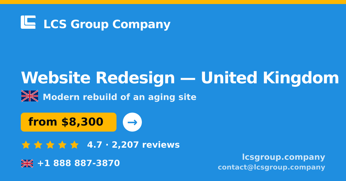 Website Redesign in Manchester — from $10,000, rated 4.6/5 by 915 clients. LCS Group Company.