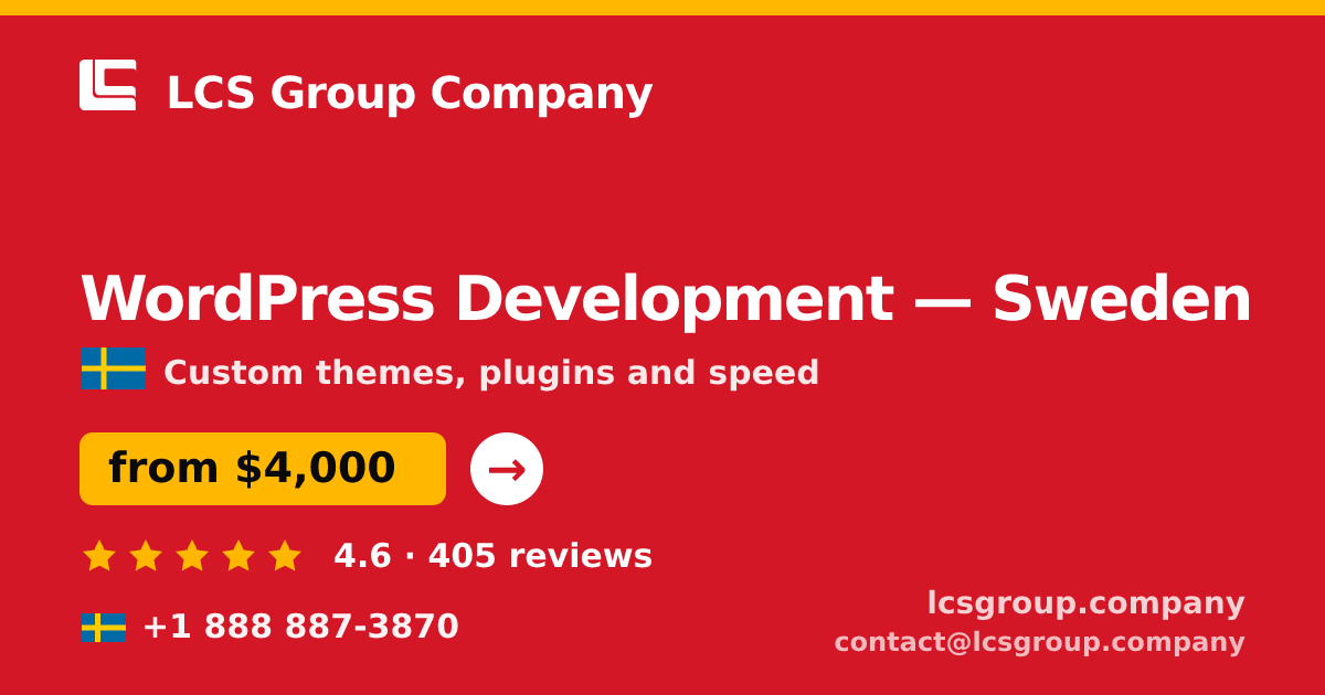 WordPress Development in Malmö — from $4,600, rated 4.5/5 by 3136 clients. LCS Group Company.